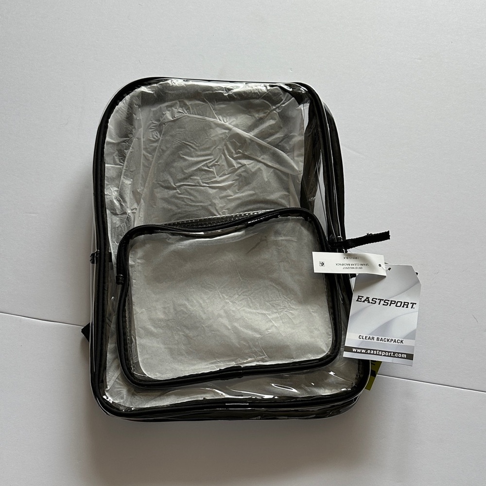 Eastsport Clear Backpack with Black Trim - Transparent Travel Pack
